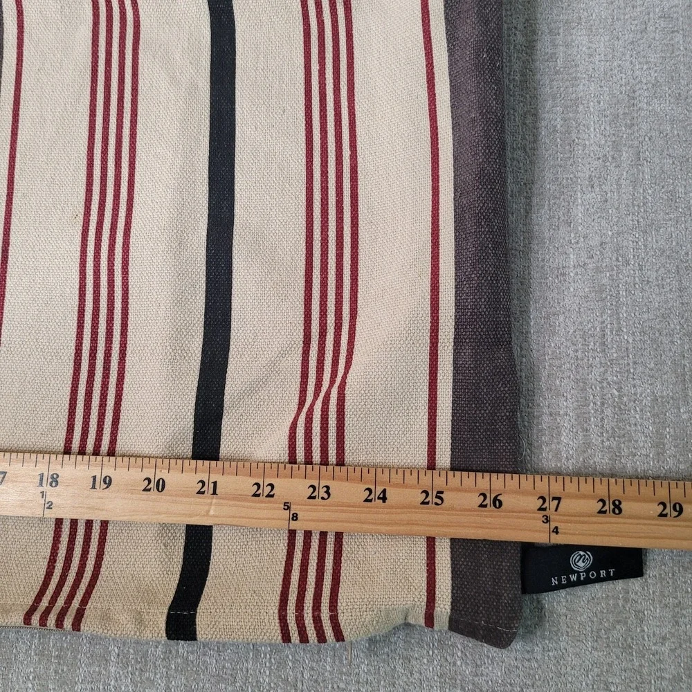 3‎ Newport Throw Pillow Covers (1) 13x26 & (2) 20x20 Striped Red Black Beige